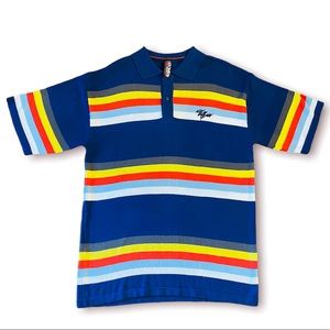 1980's Vintage Knit Striped Baggy Fit Polo Shirt NWOT by Willie Esco Size L